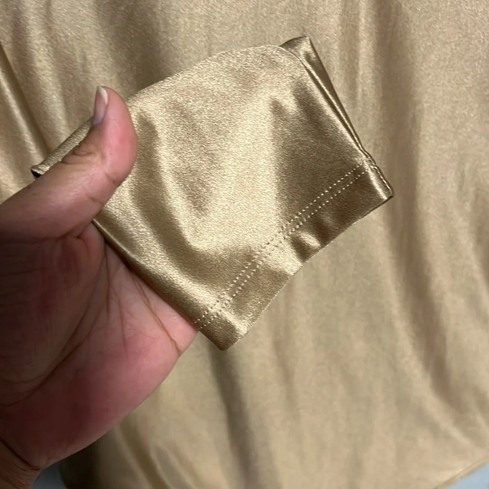 Babaton Aritzia Satinette Gold Long Sleeve Bodysuit Large - Picture 4 of 6
